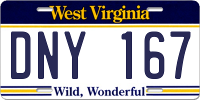 WV license plate DNY167