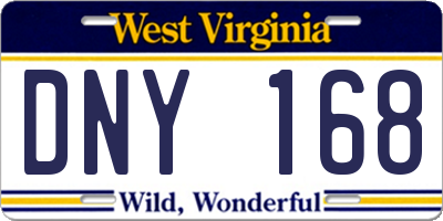 WV license plate DNY168