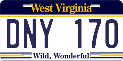 WV license plate DNY170