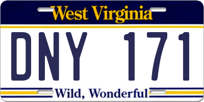 WV license plate DNY171
