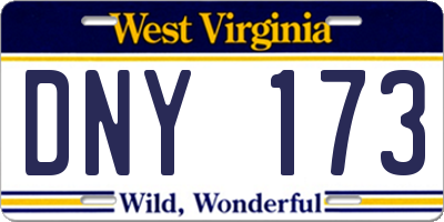WV license plate DNY173