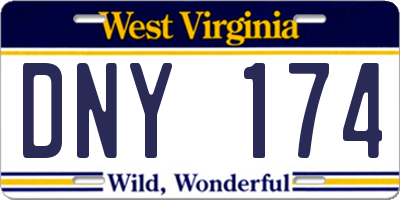 WV license plate DNY174