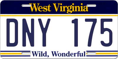 WV license plate DNY175