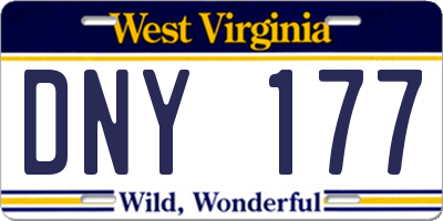 WV license plate DNY177