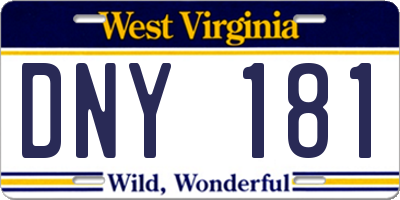 WV license plate DNY181