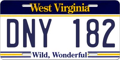 WV license plate DNY182