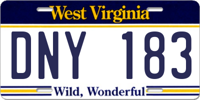WV license plate DNY183
