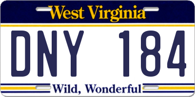 WV license plate DNY184