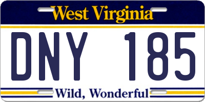 WV license plate DNY185
