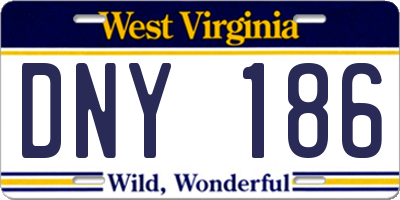 WV license plate DNY186