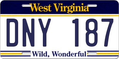 WV license plate DNY187