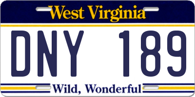 WV license plate DNY189