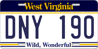 WV license plate DNY190