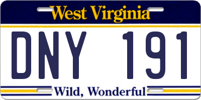 WV license plate DNY191
