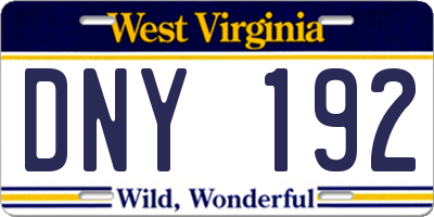 WV license plate DNY192