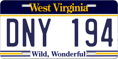 WV license plate DNY194