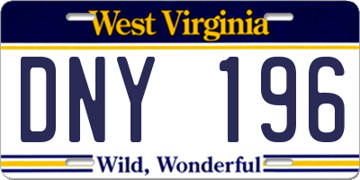 WV license plate DNY196