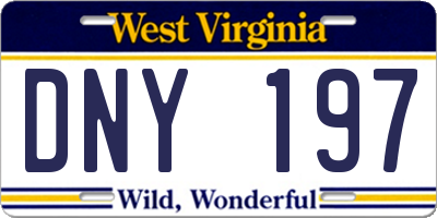 WV license plate DNY197