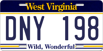 WV license plate DNY198