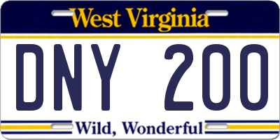 WV license plate DNY200