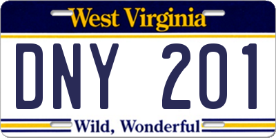 WV license plate DNY201