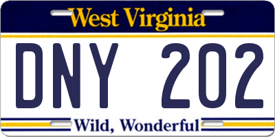 WV license plate DNY202