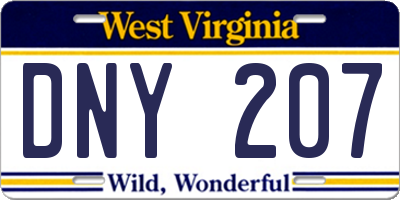 WV license plate DNY207