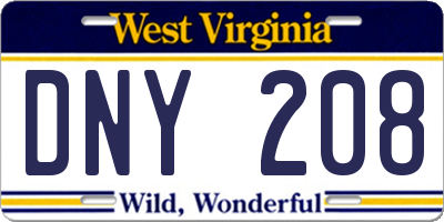 WV license plate DNY208