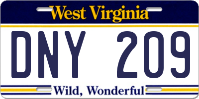 WV license plate DNY209