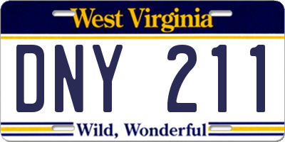 WV license plate DNY211