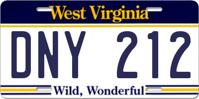 WV license plate DNY212