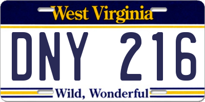 WV license plate DNY216