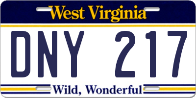 WV license plate DNY217