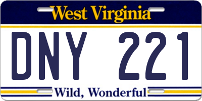 WV license plate DNY221