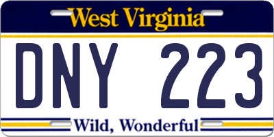 WV license plate DNY223