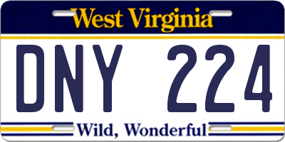 WV license plate DNY224