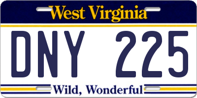WV license plate DNY225