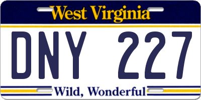 WV license plate DNY227