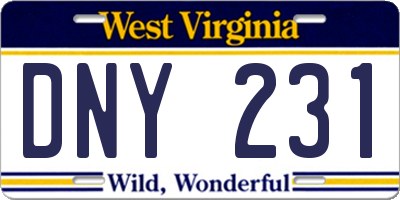 WV license plate DNY231