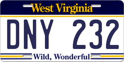 WV license plate DNY232