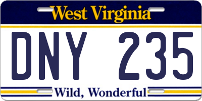 WV license plate DNY235