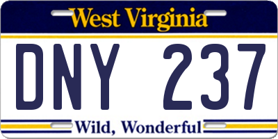 WV license plate DNY237