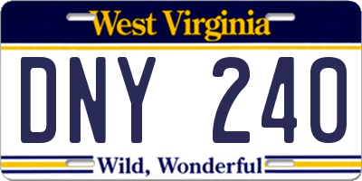 WV license plate DNY240