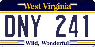 WV license plate DNY241