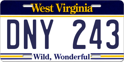 WV license plate DNY243