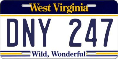 WV license plate DNY247