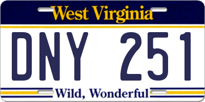 WV license plate DNY251