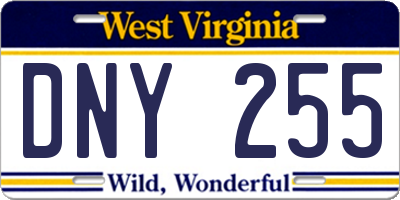 WV license plate DNY255