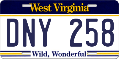 WV license plate DNY258