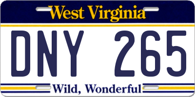 WV license plate DNY265